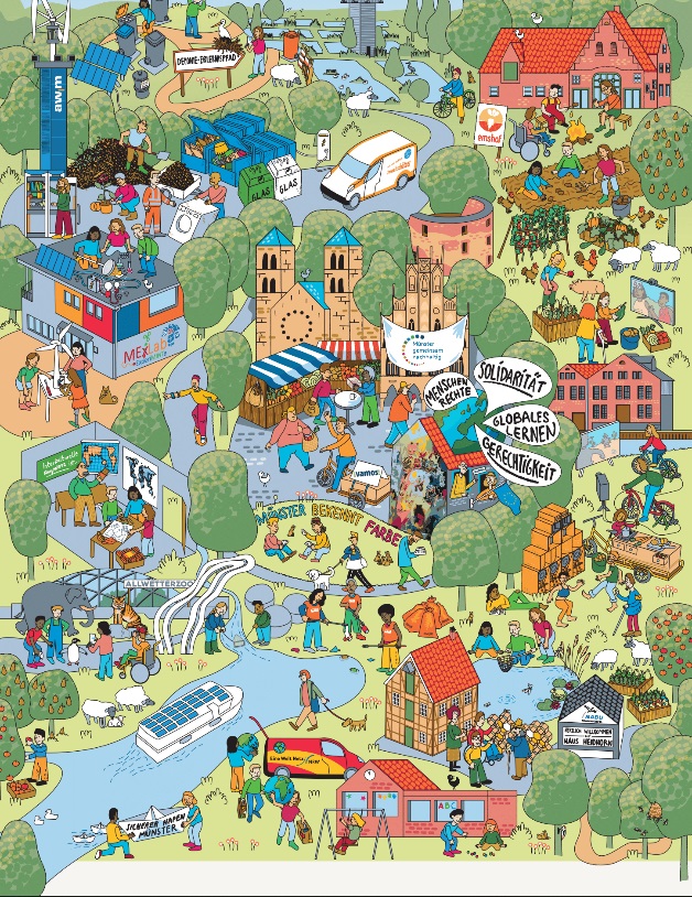 Wimmelbild von Bildungsanbietern in Münster